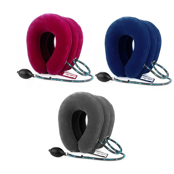 3 Layers Inflatable Neck Traction Soft Cervical Collar Stretching Device Air Cervical Pillow for Neck&Shoulder Pain Relief Brace