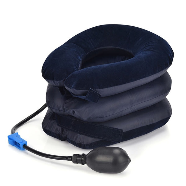 3 Layers Inflatable Neck Traction Soft Cervical Collar Stretching Device Air Cervical Pillow for Neck&Shoulder Pain Relief Brace
