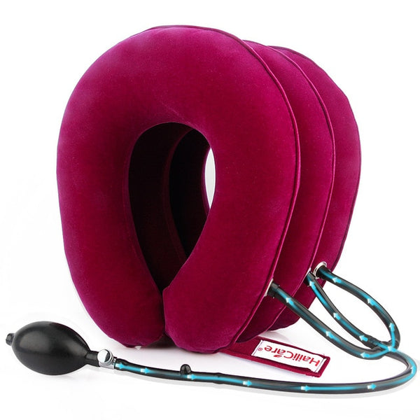 3 Layers Inflatable Neck Traction Soft Cervical Collar Stretching Device Air Cervical Pillow for Neck&Shoulder Pain Relief Brace