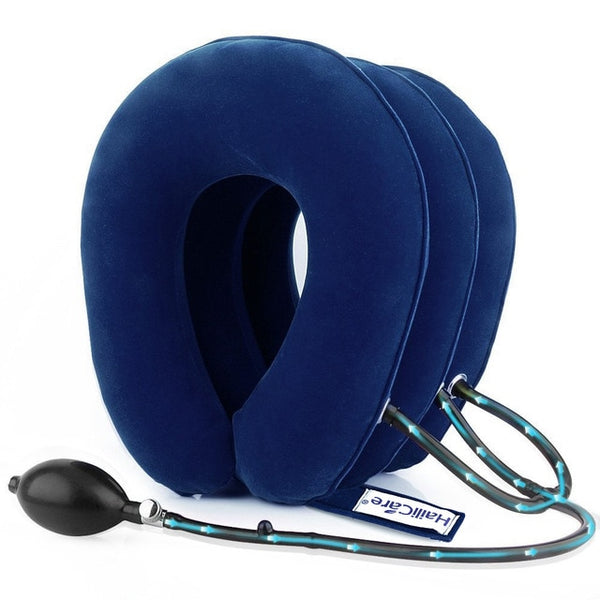 3 Layers Inflatable Neck Traction Soft Cervical Collar Stretching Device Air Cervical Pillow for Neck&Shoulder Pain Relief Brace